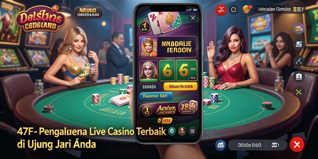 Screenshot gameplay Live Casino 47F menampilkan dealer profesional dan pemain yang terlibat.