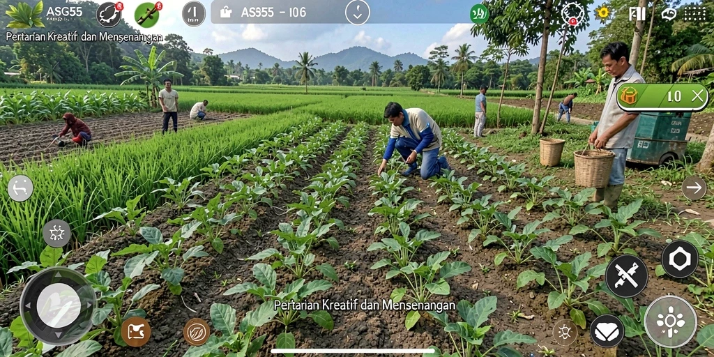 Gameplay ASG55 yang menarik dengan elemen pertanian yang realistis.