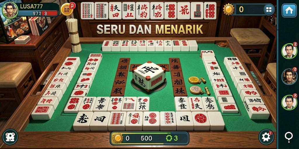 Gameplay Mahjong seru pada LUSA777 dengan desain menawan.