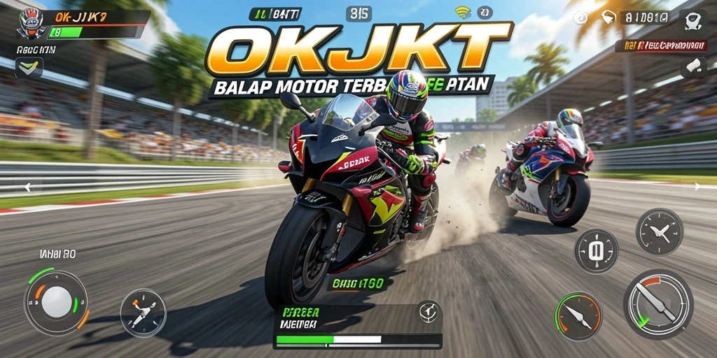 Gameplay seru balap motor dalam OKJKT yang mendebarkan.