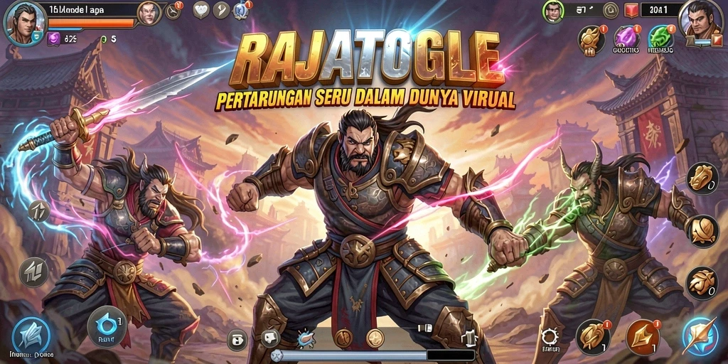 Tampilan gameplay RAJATOGEL dengan karakter yang bertarung sengit.