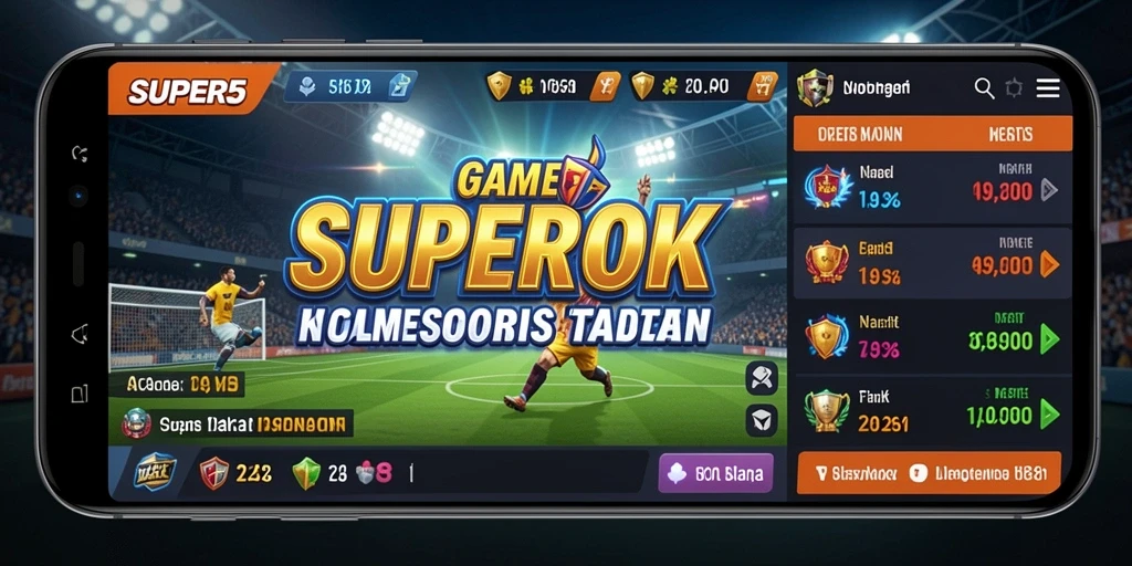 Tampilan utama SUPER5 menampilkan berbagai olahraga untuk taruhan.