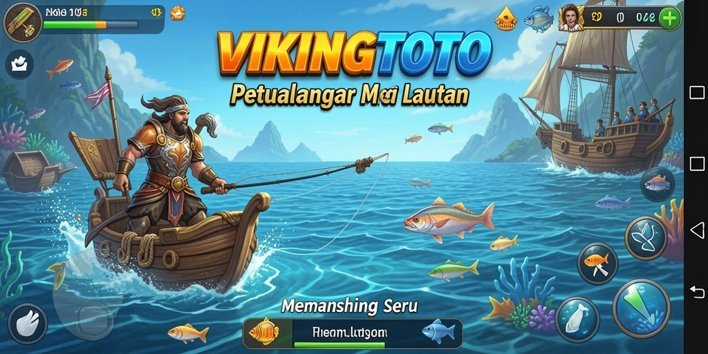 Tampilan gameplay VIKINGTOTO menampilkan aksi memancing yang seru.